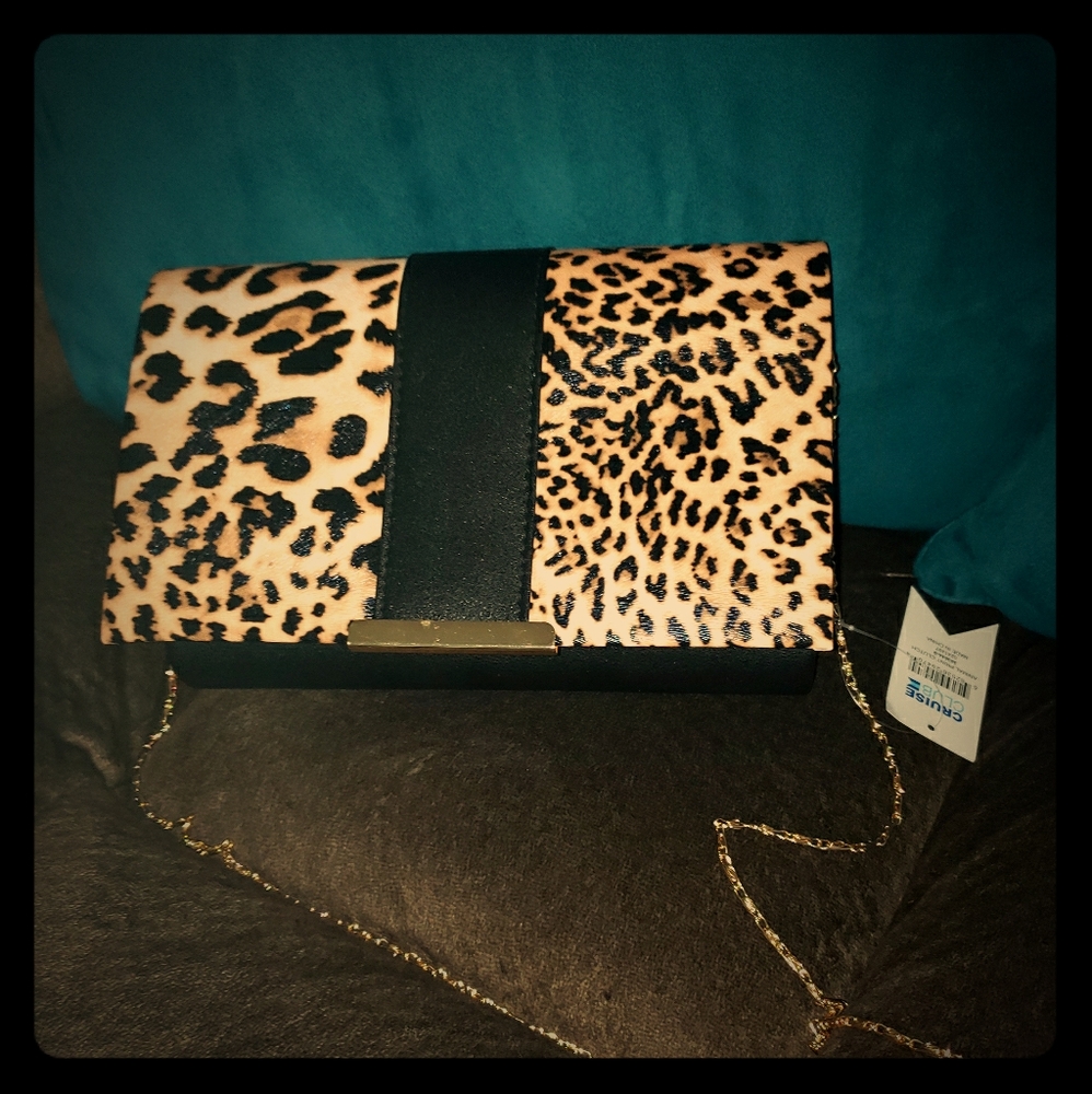Leopard Print and Black Purse